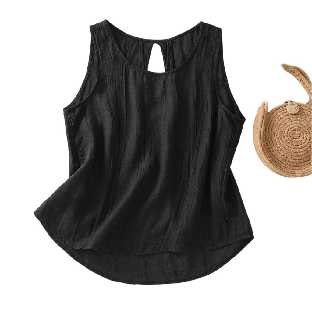 Women's Vest Fashion Casual T-shirt Tops Back Hollow Design Vest Sleeveless T-shirt Outer Wear Inner Wear Bottoming Sling