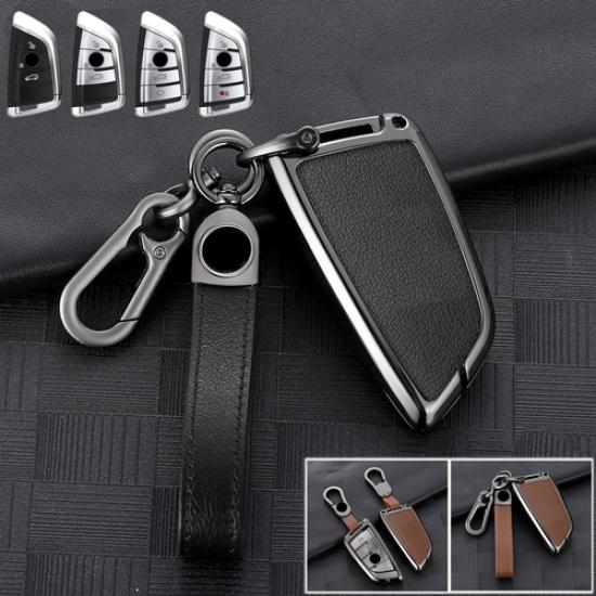 Zinc Alloy Leather Car Smart Key Fob Case Cover For BMW X3 X4 X5 X6 4 5 7 Series