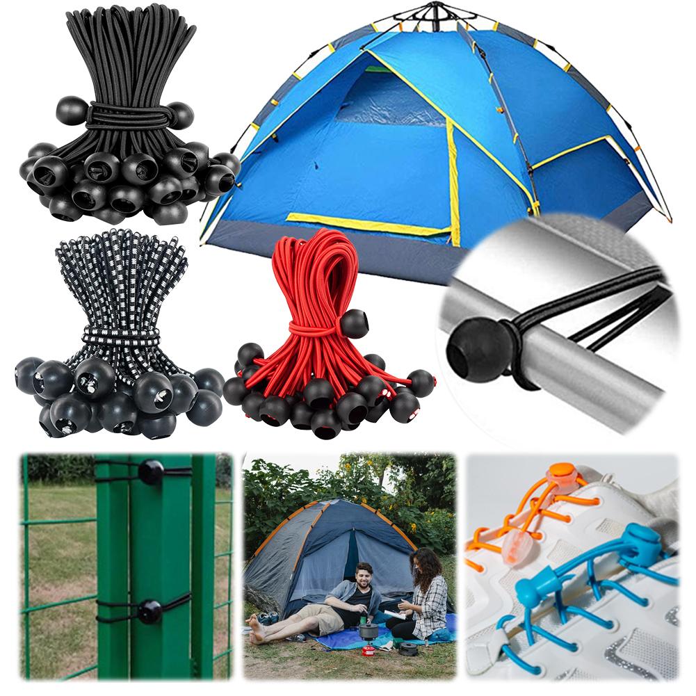 50pcs Bungee Ball Tarps with Elastic String Tarpaulin Flagpole Ties Elastic Rope Lace Fixed Boat Pole Camping Tent Accessories