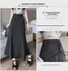 Retro High Waist Solid Color Long Skirt - Korean Style All-Match
