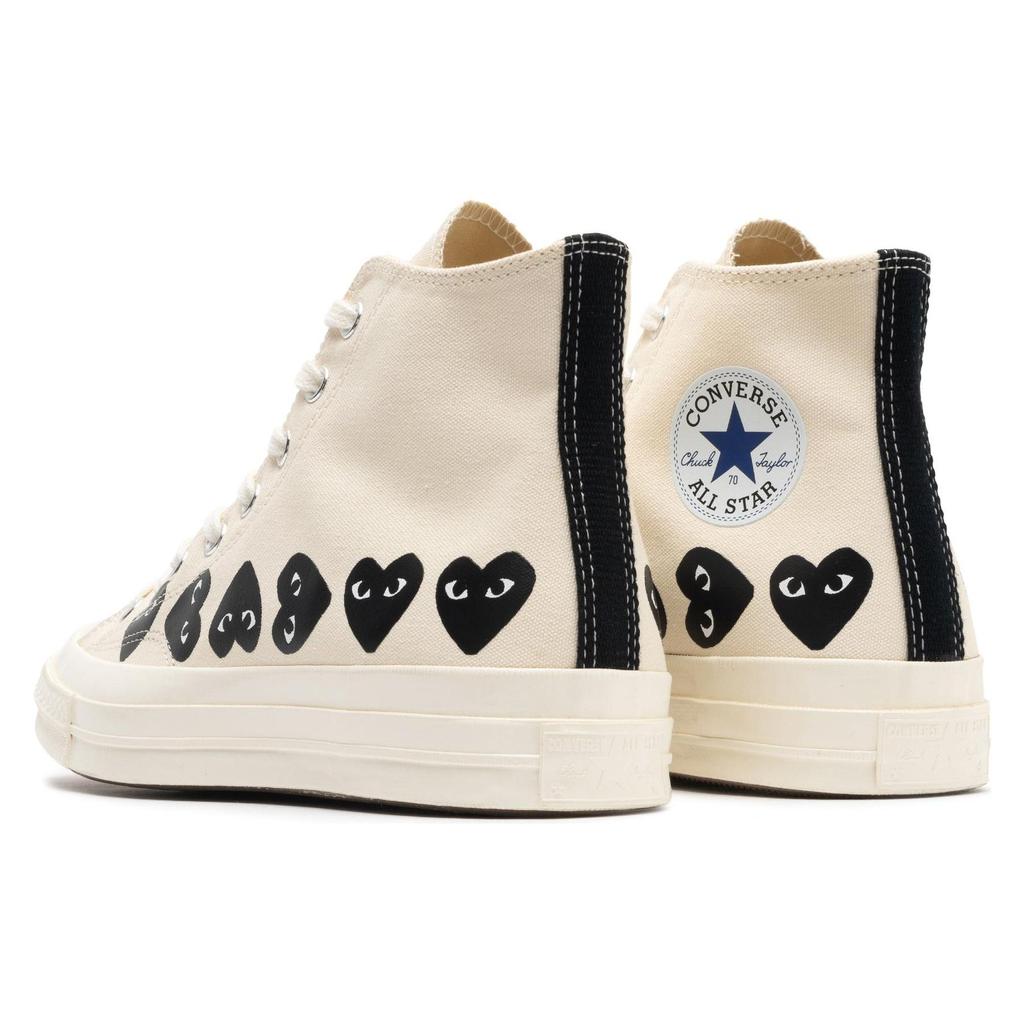 Comme Des Garçons PLAY X Converse Chuck 70 High Multi Heart - Milk Black Unisex Sneakers Cream Egret A08148C