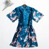 Sleeping Robe Cranes Printed Imitation Silk Single Robe Wedding Bridesmaid Morning Robe Home Increase Robe Fashion Temperament Elegant