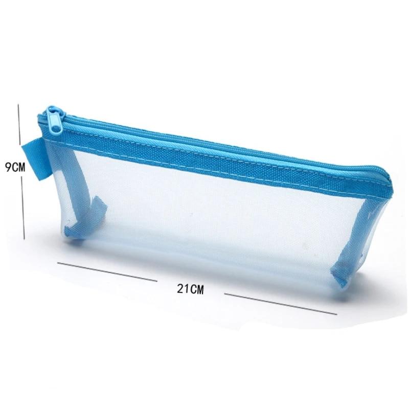 Простая видимая сетка для хранения кистей для макияжа, большая вместительная сумка-органайзер для студентов, канцелярских принадлежностей, цветной нейлоновый сетчатый пенал