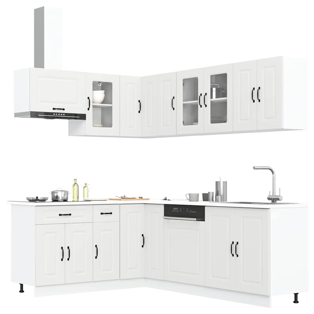 11 Piece Kitchen Cabinet Set Kalmar White Wood Based Panel