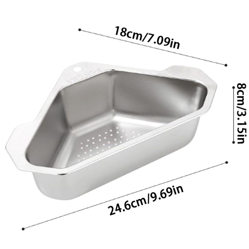 Vegetable Fruit Filter Sink Shelf Stainless Steel Triangular Drain Holder Hanging Storage Strainer Basket Kitchen Accessories