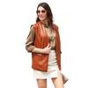 Plus Size Women's Sleeveless PU Leather Vest & Short Cardigan Jacket