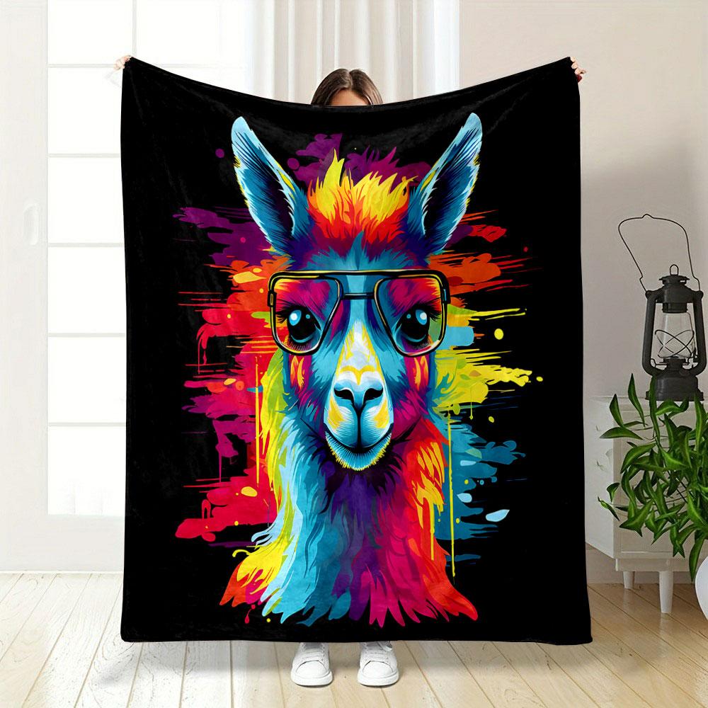 Colorful Llama with Sunglasses print blanket soft and cozy perfect for the living room bed sofa or a nap,gift