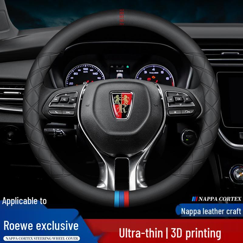 Hand-Stitched Genuine Leather Steering Wheel & Handle Cover for Roewe RX5, Ei5, I6, 360, RX8 MAX