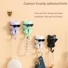 Мультяшный держатель для ключей, самоклеящийся крючок для одежды, милый, забавный, прочный крючок для ванной комнаты