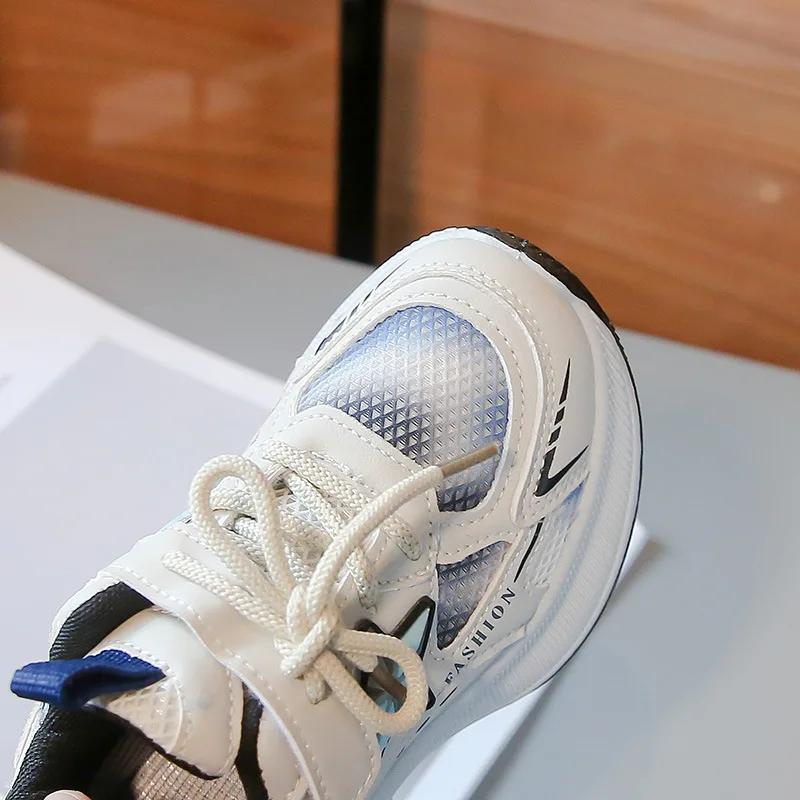 Kids Sneakers Mesh Breathable Boy Girls Running Shoes with Star 2024 New Fashion Children Sports Shoes Hook&loop Tennis Shoes