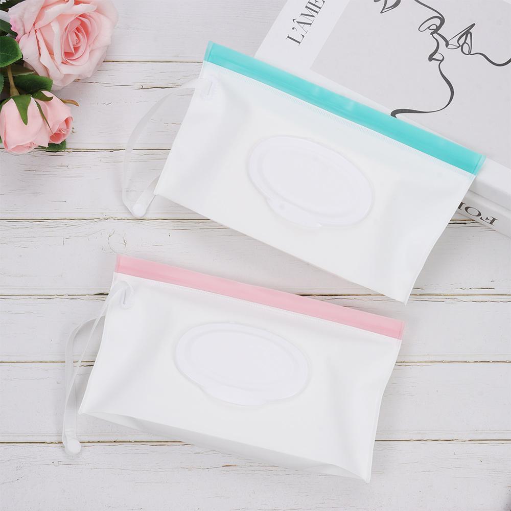 Flip Cover Wet Wipes Bag Solid Color Wet Wipe Pouch Stroller Accessories Baby Product