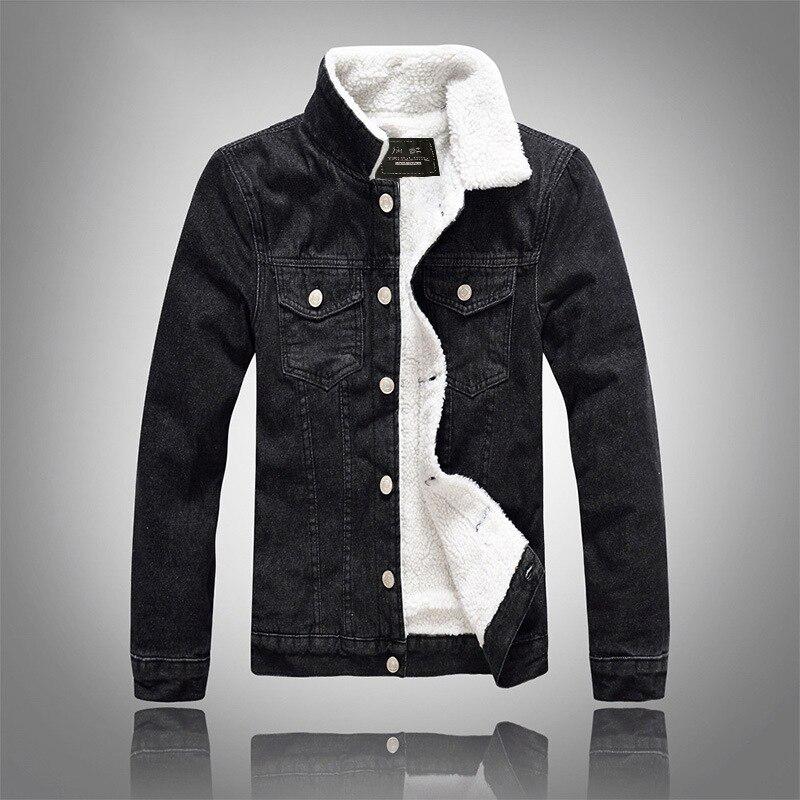 Men Autumn Winter Denim Upset Jacket Vintage Long Sleeve Loose Jeans Coat
