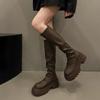 2025 Chunky Women Knee High Boots Zipper Knight Long Booties Platform Flats Women Autumn Winter Shoes D459