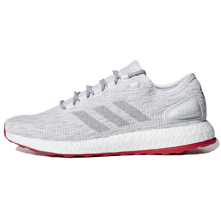 adidas Ткань Pure Boost Легкие Противоскользящие Низкие Беговые Кроссовки Унисекс Серый Белый Красный CM8333