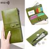 Women Wallets RFID Blocking Waxed Leather Long Wallet - Clutch Purse, Coin Pouch & Card Holder