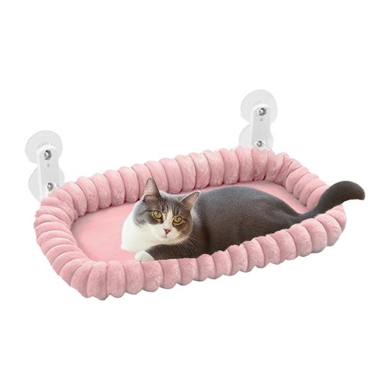 Лежанка для кошек на окно Сверхпрочный гамак для кошек на присосках Подоконник Складная кровать-лежак для кошек со стираемой плюшевой подушкой для крупных кошек