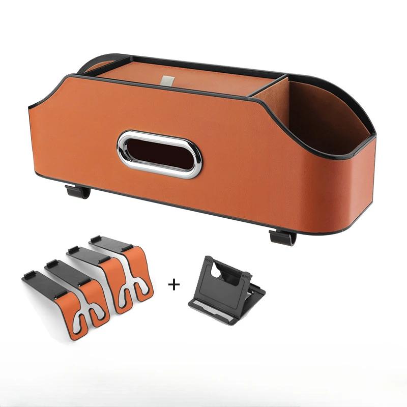 Car Multifunctional Leather Tissue Storage Box Under Seat Cute Auto Back Seat Paper Bag Place Water Cup Creative Portability