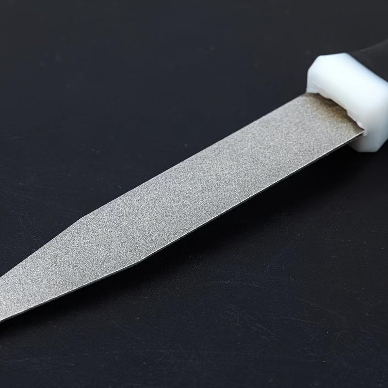 1 шт. Точильный стержень с алмазным покрытием, Углеродистая сталь, Подходит для обеих рук, Легкий, Лезвие в форме листа, Металлическая рукоятка, Точилка с плоской кромкой KTY