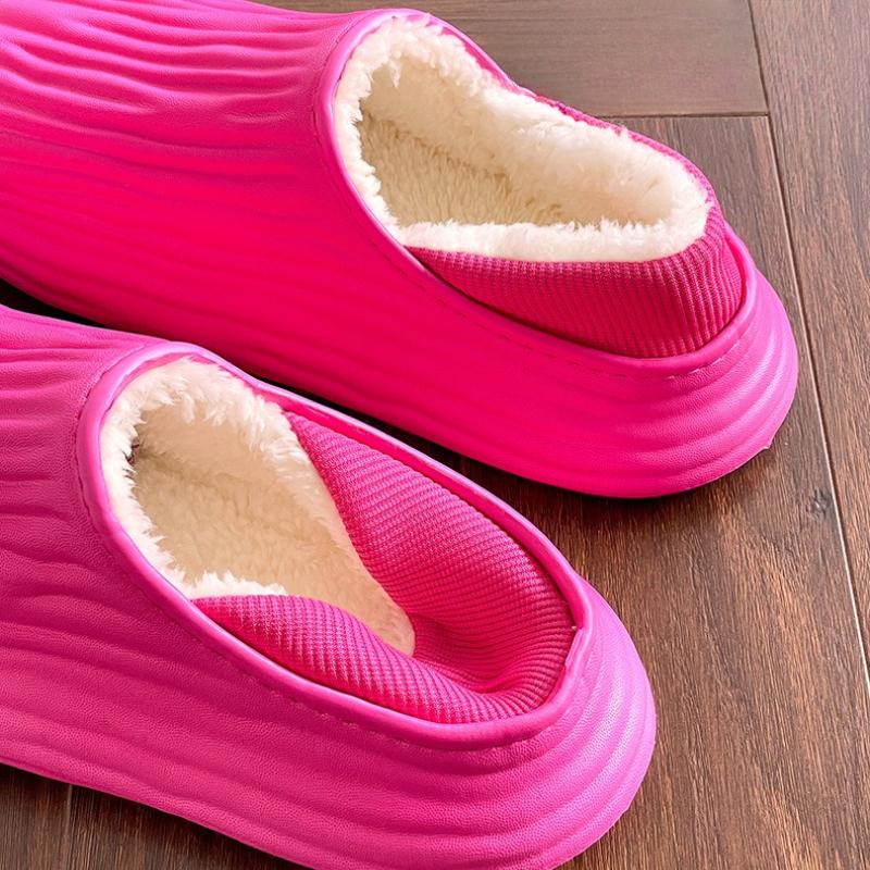 Зимние теплые женские тапочки повседневные плюшевые балетки домашние водонепроницаемые нескользящие туфли для дома и улицы толстые домашние тапочки на платформе
