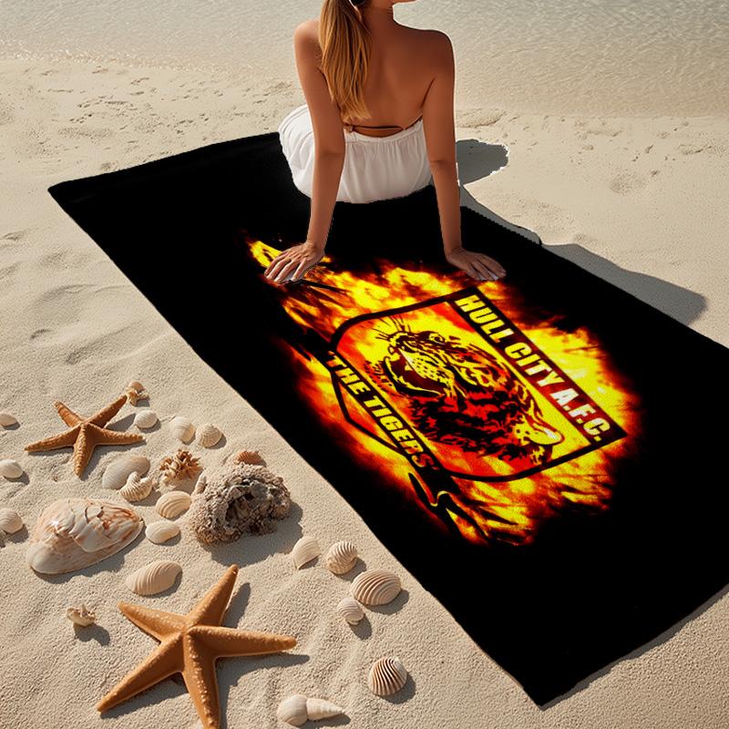 1PC Hull City Fire Emblem Beach Towel - Soft, Absorbent Microfiber, Lightweight, Ideal for The Beach, Parties, Travel, Camping fan gifts