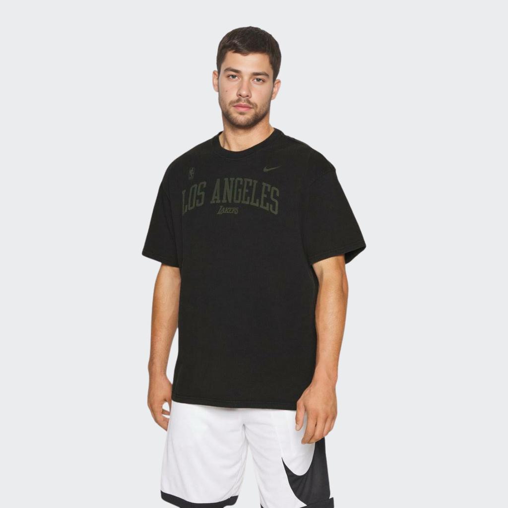 Nike Футболка с круглым вырезом и короткими рукавами НБА Лос-Анджелес Лейкерс с буквенным принтом и логотипом, мужские топы, черные DR6323-010