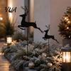 Christmas Garden Stakes 2Pcs/Set Elk Stake, Black Reindeer Silhouette Yard Art, Festive Holiday Deer Flower Bed Sign for Outdoor Lawn Patio