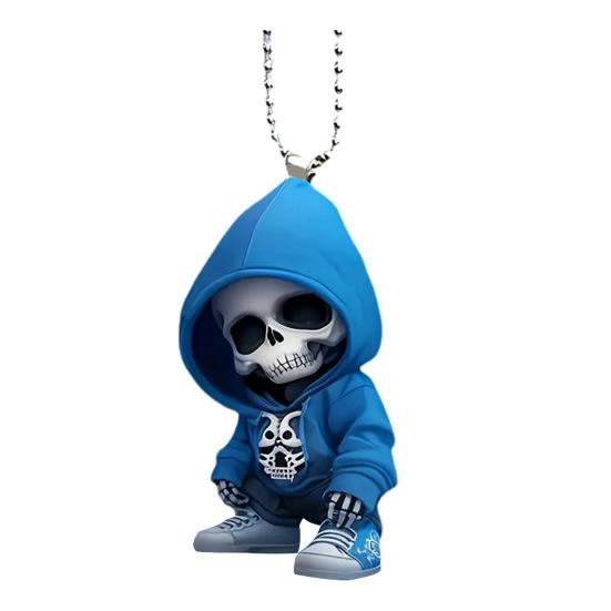 Hoodie Skull Acrylic Hanging Decoration Home Indoor Christmas Tree Car Rearview Mirror 2D Flat Dog Cat Hanging Ornament Cartoon Animal Pendant