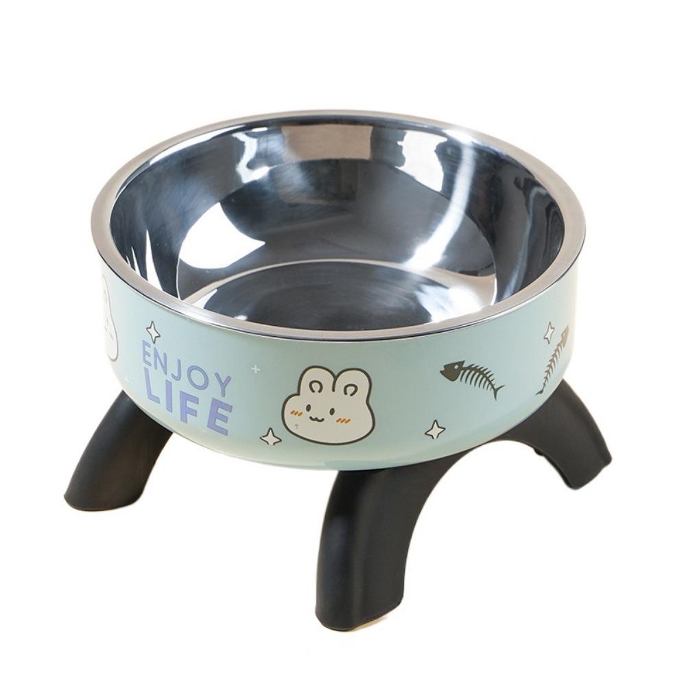 Миска для домашних животных из нержавеющей стали на высоких ножках, миски для кошек с мультяшным принтом, приподнятые миски для кошек и собак