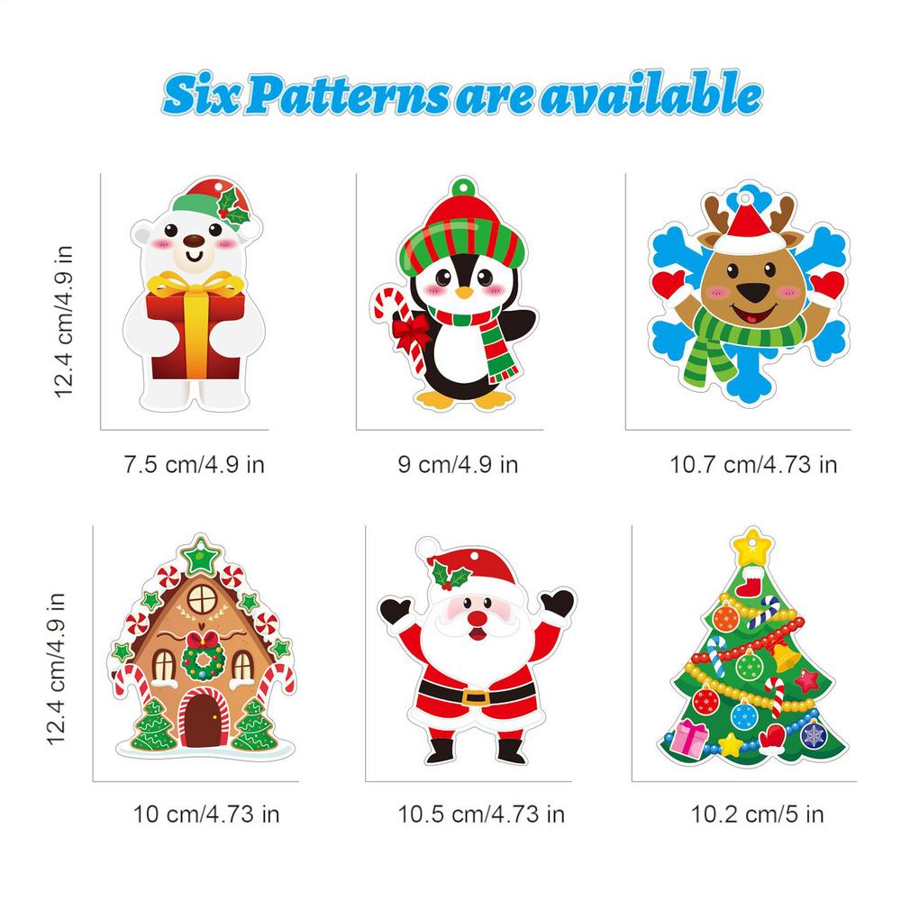 Набор из 72 шт. для DIY украшения Рождественской елки Самодельные 2D ornaments на Рождественскую тематику Поделки со стикерами Для детей и взрослых Елка Праздник