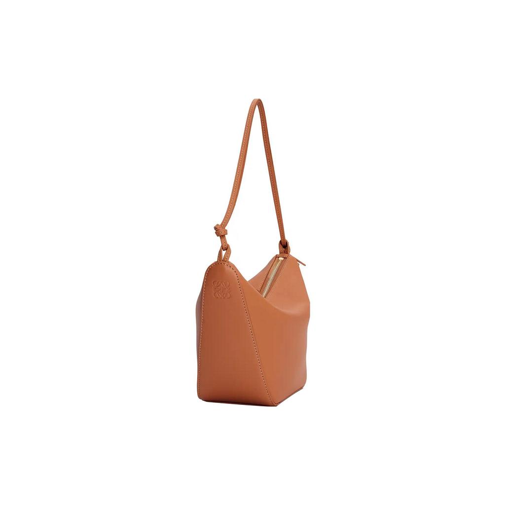 Loewe Hammock Hobo Embossed Letter Puzzle Zipper Closure Leather Hobo Bag Women Hobo Bag Brown A538G13X01-2530