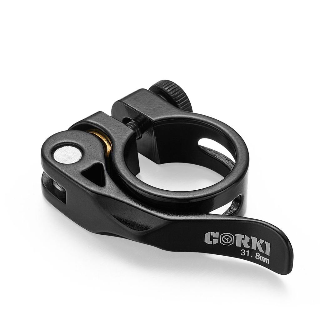 Corki Cycles Bicycle Seat Clamp Aluminum Alloy Lightweight Quick Release Seatpost Clamp Easy To Install Black 31.8mm