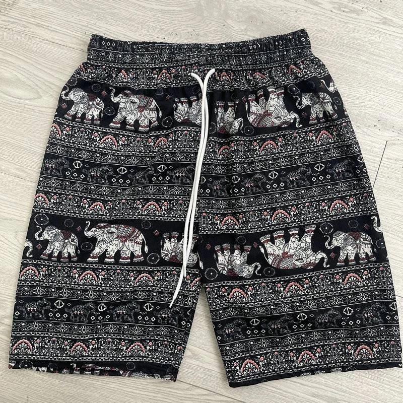 Elephant Pants Shorts Adjustable Elastic High Waistband Strap Rope Women Print Thailand Casual Streetwear Beach Bohemian Retro Vintage Boho