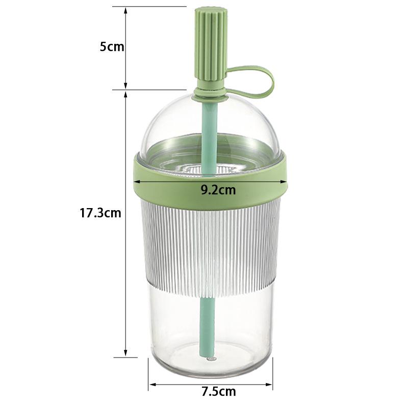 18oz PET Cup Leakproof Reusable Straw Tumbler Dome Lid Handle Loop Travel Office School Bubble Tea Iced Coffee Stripe BPA Free