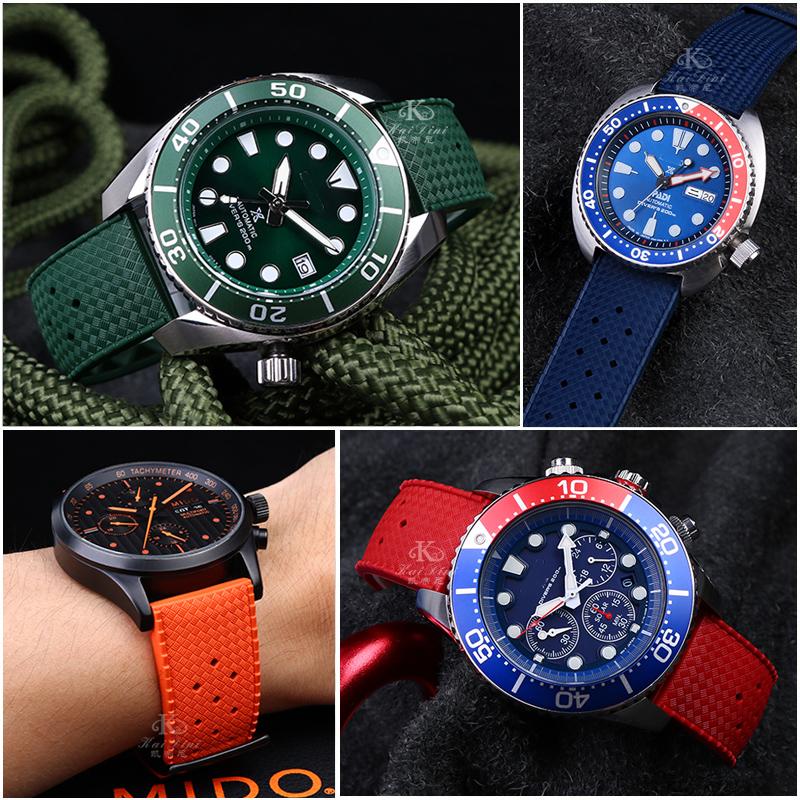 Tropical Rubber Strap for Seiko SRP777J1 Soft Silicone Diving Waterproof Breathable Sport Wristband Men 20mm 22mm Watch Band