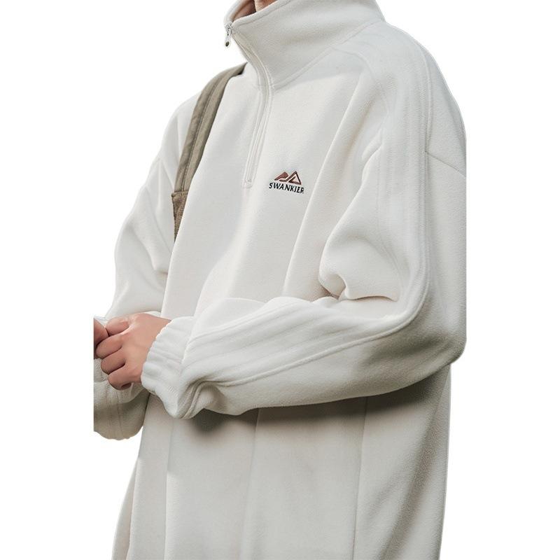 Свитер мужской пара осень и зима вышитые буквы регулируемый полувысокий ворот плотный пальто