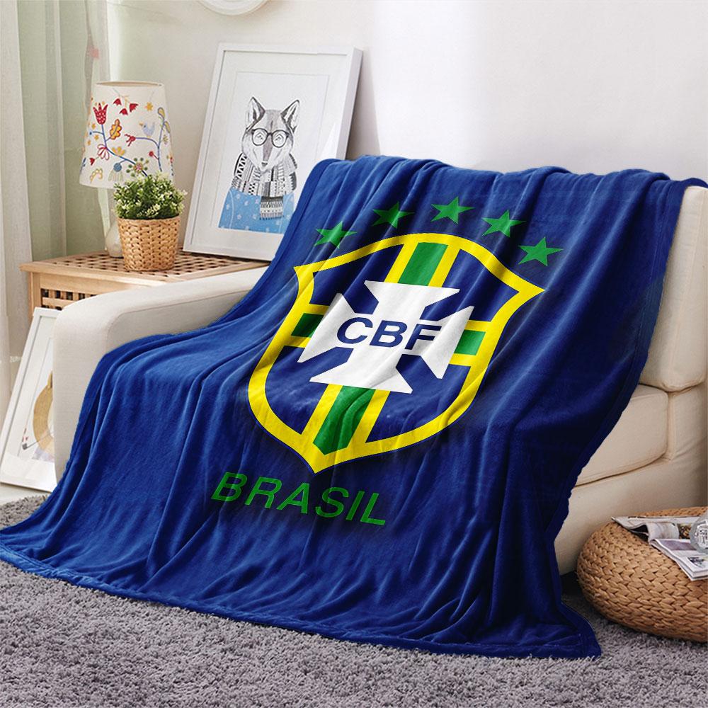 Brazil National Team CBF Printed Flannel Blanket, soft throw for bedroom sofa, washable,soccer fan merchandise, great gift.