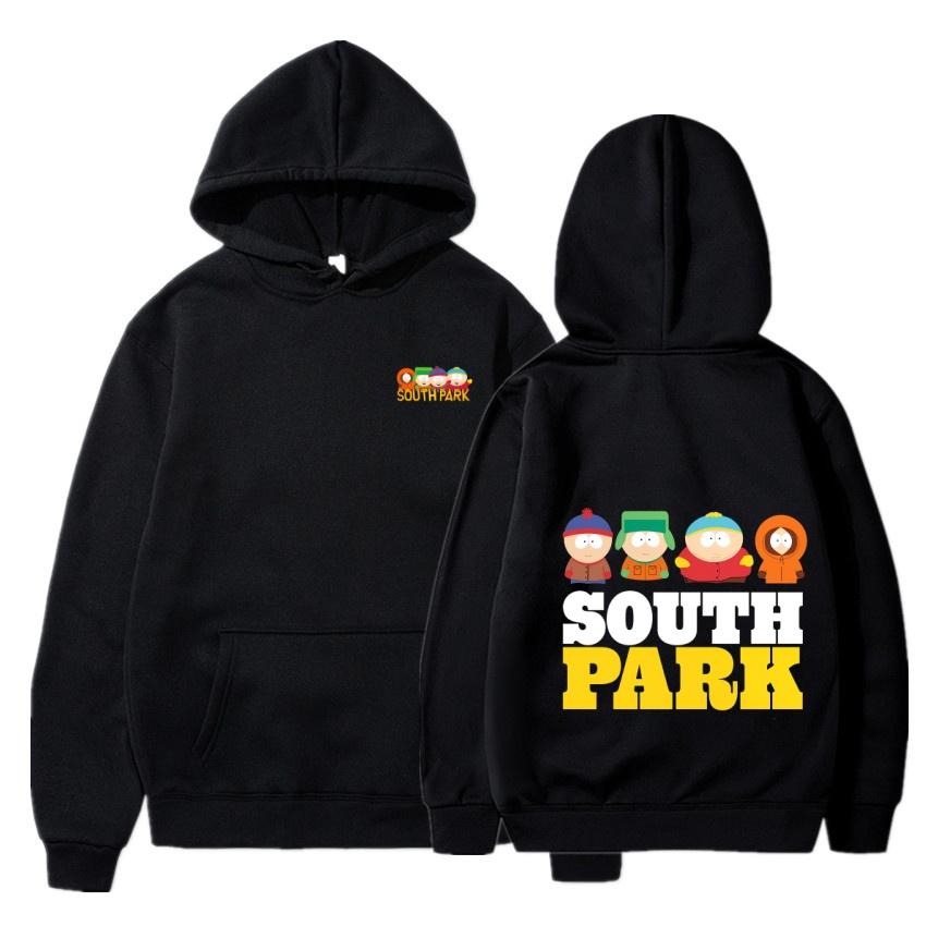 Худи с аниме-принтом South Park Модное теплое пальто Мужская осенне-зимняя толстовка Уличная черная толстовка с длинным рукавом