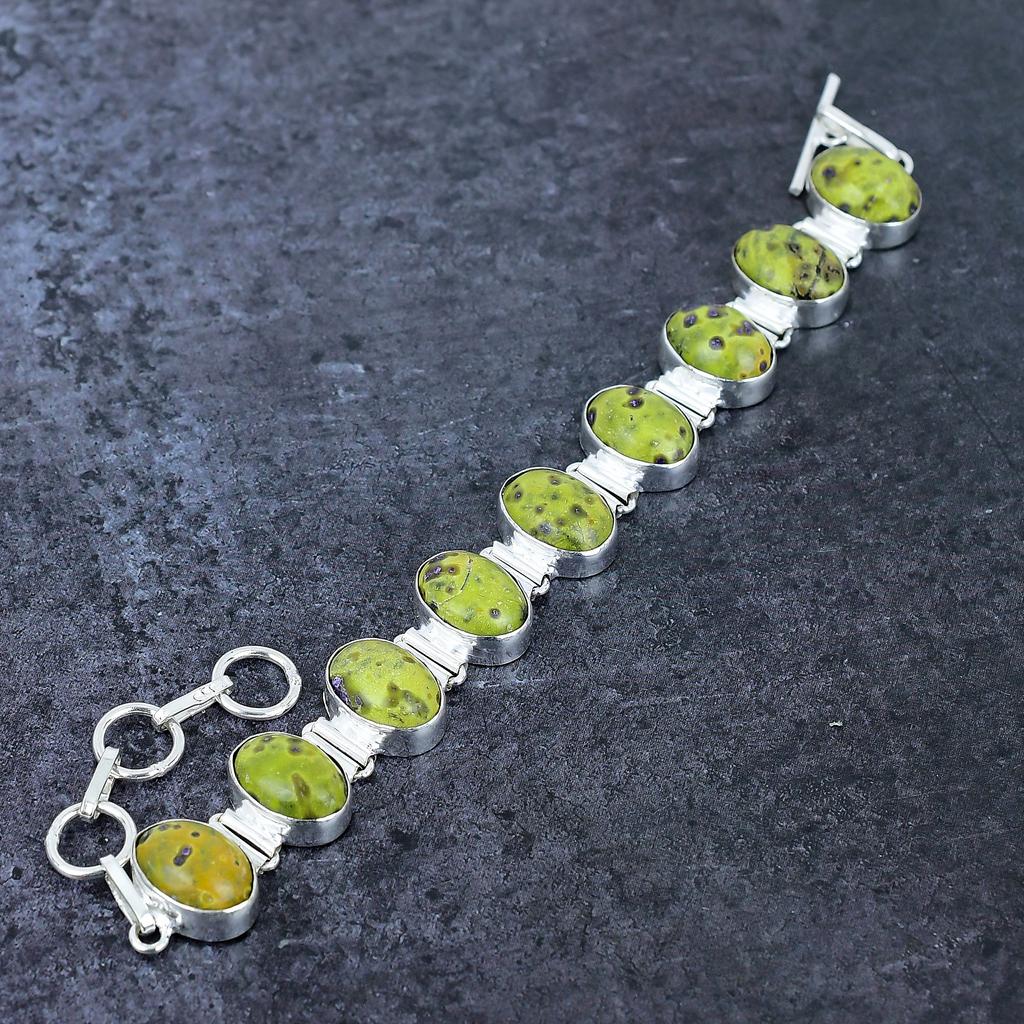 Браслет из натурального камня стихтит, ручной работы, из стерлингового серебра 925 пробы, 7-8 дюймов, a4A66