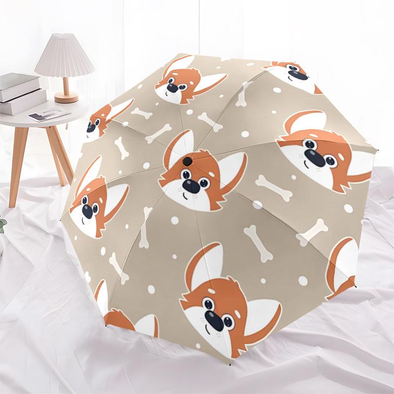 1pc Corgi pattern Automatic Folding Umbrella. Portable collapsible design, Best birthday festival gift yy250924137