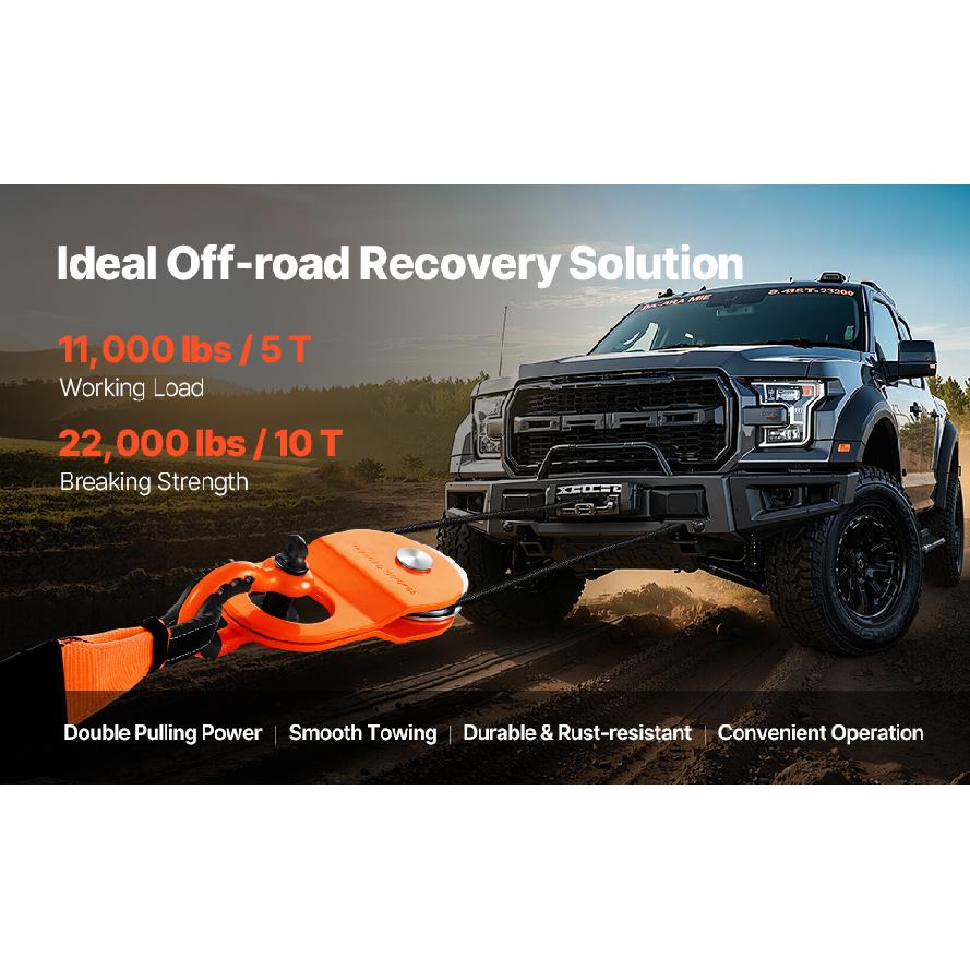 SucceBuy 10T Snatch Block Towing Pulley 22000Lbs Winch Breaking Force Tackle System Offroad Recovery Accessory for Tractor UTV