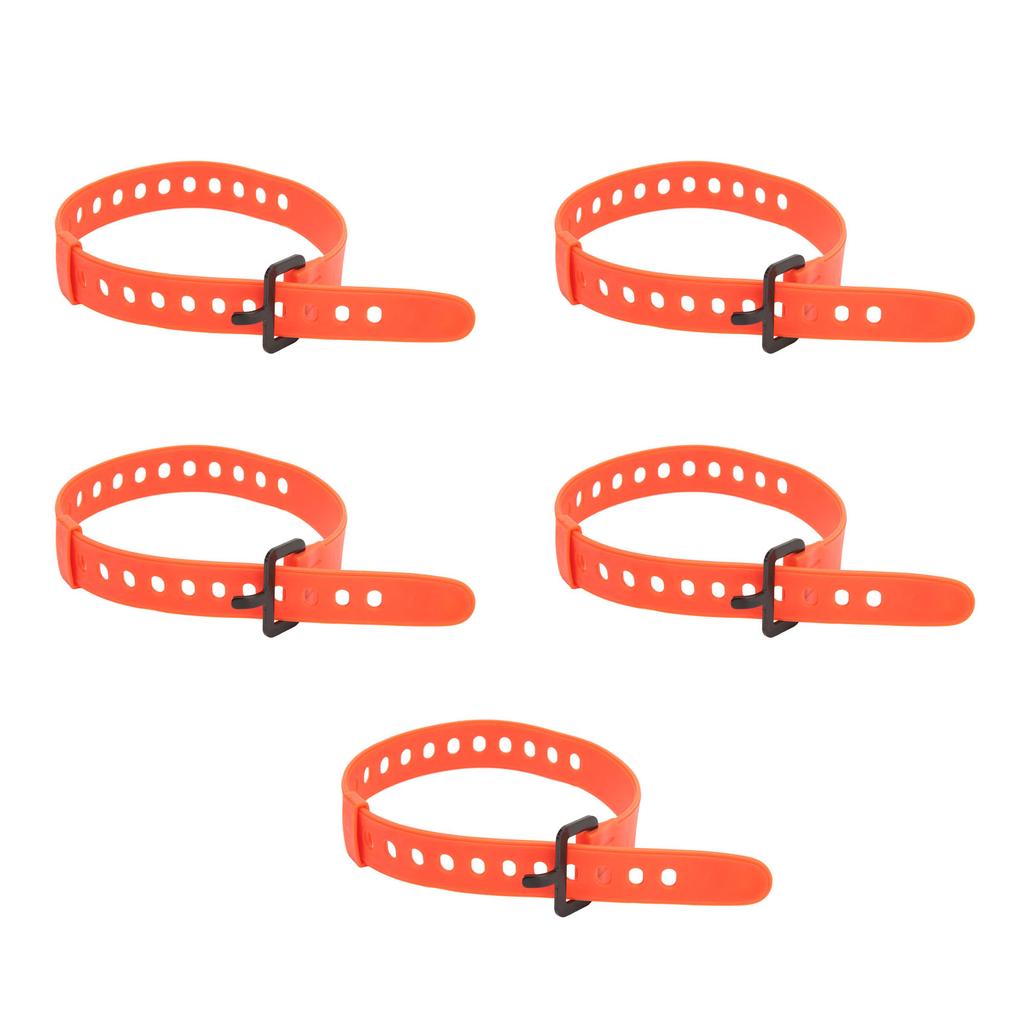 5Pcs Reusable Cable Tie Rubber Cable Strap Fastener Wire Organizer Iron Buckle Orange