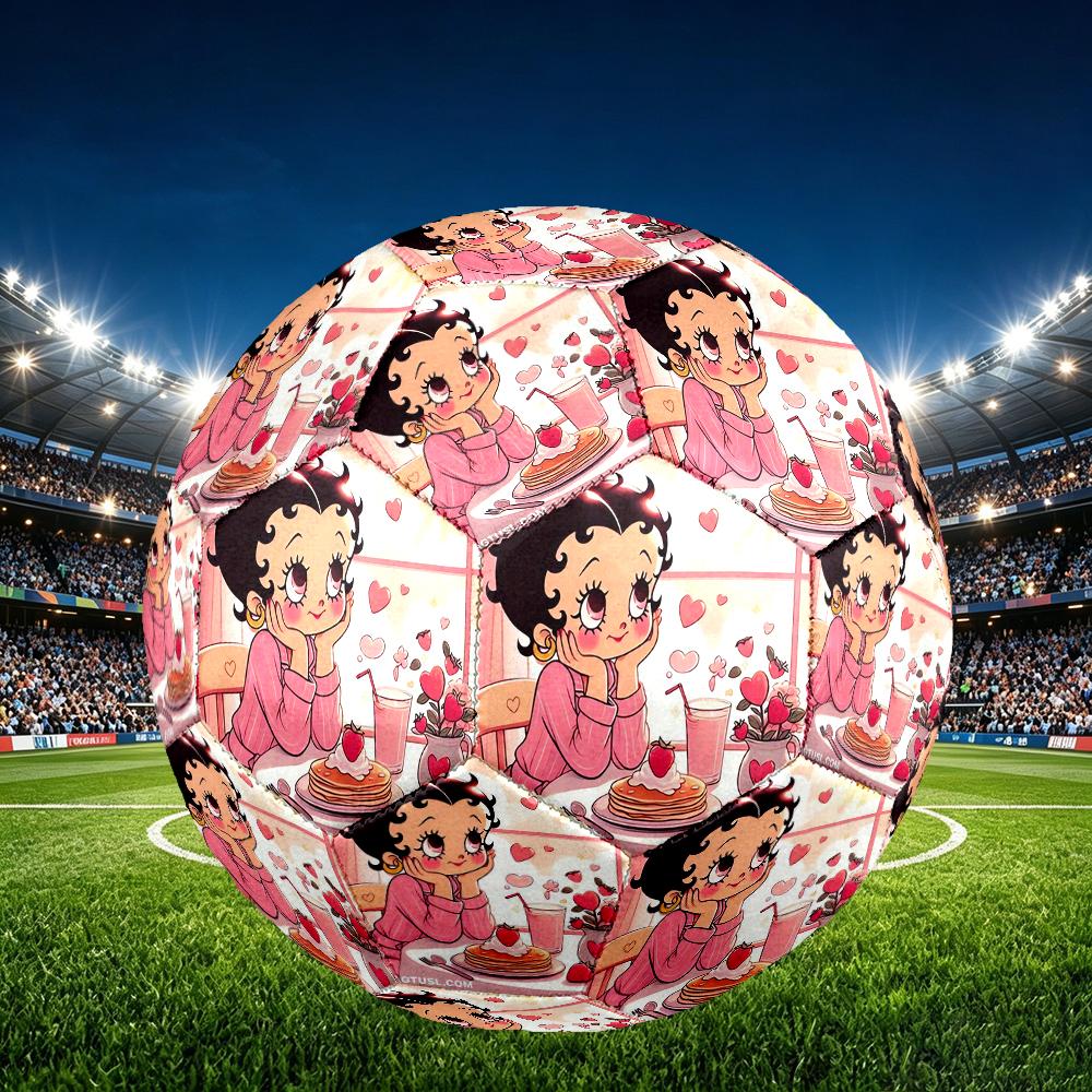 1pc Standard Football Size 5, Soccer Balls, Betty Boop Pattern Soccer Ball, Machine Stitched, Ball for Training & Outdoor Match