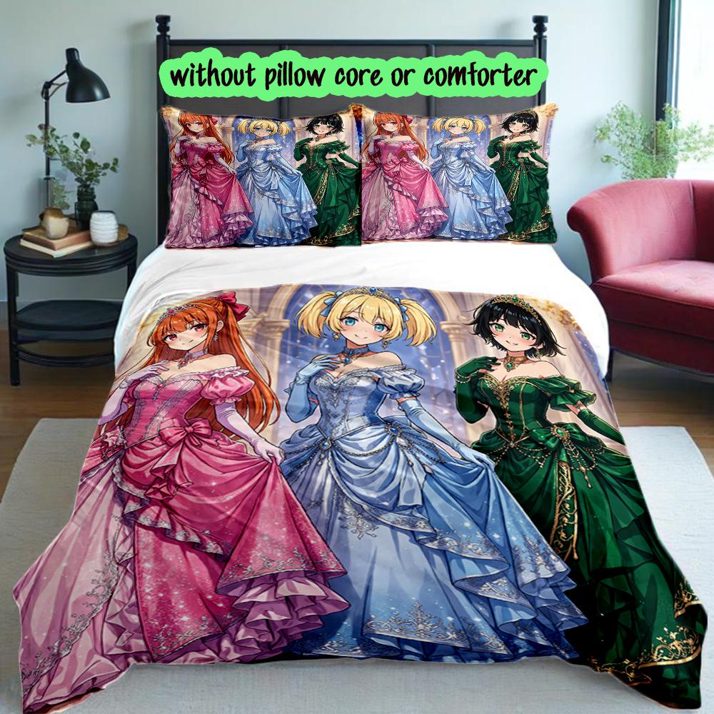 [3pcs Romantic Bedding Set] Kpop Print Duvet Cover, Soft Breathable Bedding Set For Bedroom Guest Room School Dorm Decor