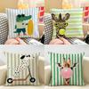 Summer Simple Animals Dog Cushion Cover Natural Linen Organic Fabric DoubleSided Printing Room Sofa Decor Pillow Case