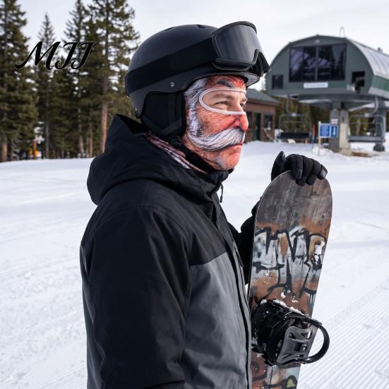 Snowboarding Head Neck Cover Old Man Ski Masque, Winter Funny Full Face Balaclava with Accessories for Men Women Coverage, Realistic Pattern