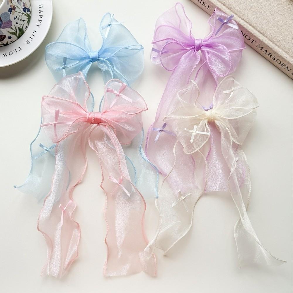 1 Pair French Headwear Bow Hair Clip Lightweight Chiffon Hair Accessories Ribbon Hairpins Wedding