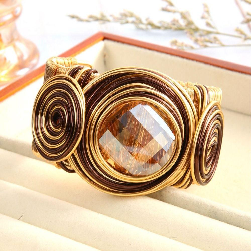 Opening Design Metal Bracelet Handmade Hand Ornament Wire Winding Cuff Bracelet Jewelry Gifts