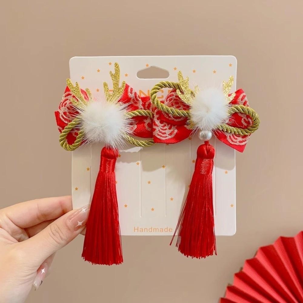 Tassels Japanese Kimono Headwear Bow New Year Bow Hairpin Chinese Tassel Fan Hairpin Decorations