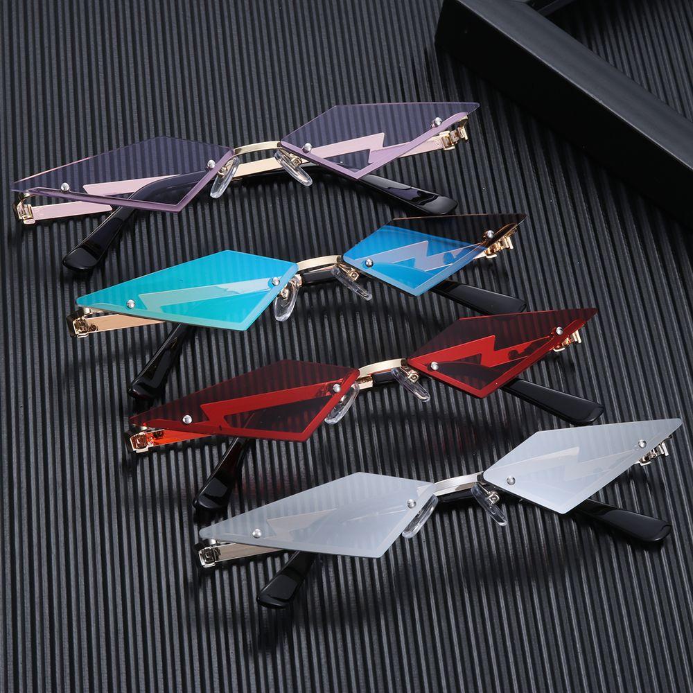 Retro UV400 Trending Diamond Shape True Film Lens Rimless Sun Glasses Fashion Women Sunglasses