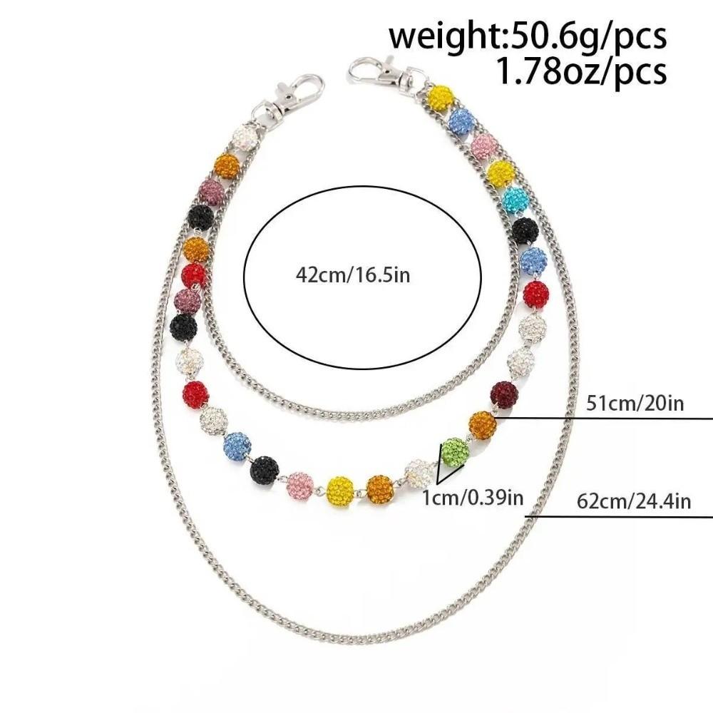 Beaded Design Waist Chain Belt Colorful Rhinestone Jeans Pants Chain Bag Pants Chain  For Men Gift